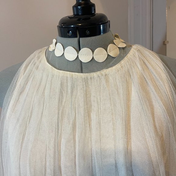 Gracia ivory polka dot chiffon sheer shift dress - Picture 9 of 11